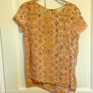 Anthropologie Fynn & Rose pink and gold top